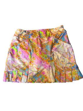 Tzu Tzu Womens Multicolor Abstract Print Skort W/Pleated Hem Size M